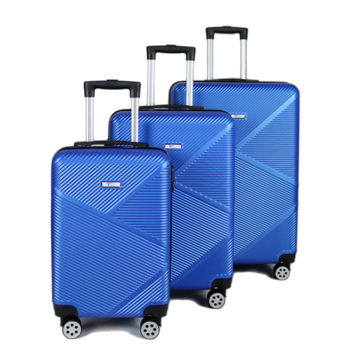 Yinton Stylish 3 Piece Hard ABS Luggage Trolley Bag Set, Blue