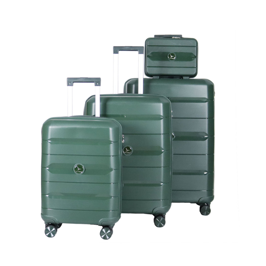 Sky Bird PP Luggage Trolley Set 4 Pieces, Dark Green