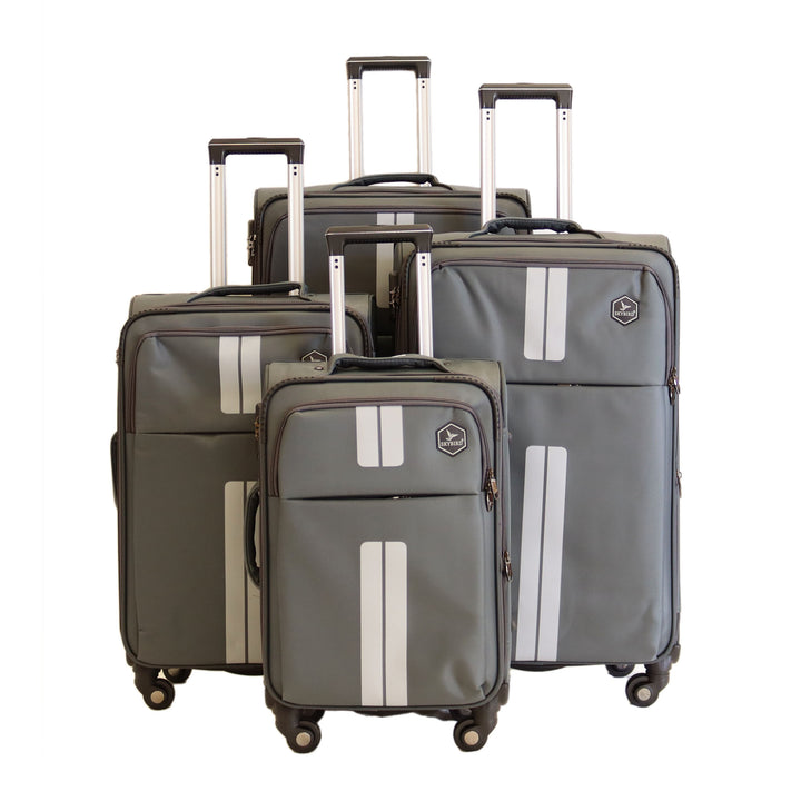 Sky Bird Soft-Shell Lightweight 4 Pieces Suitcase Trolley Set, Grey