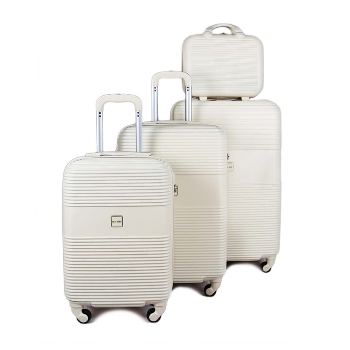 Sky Bird Safari ABS Luggage Trolley Set 4 Piece, Milky White