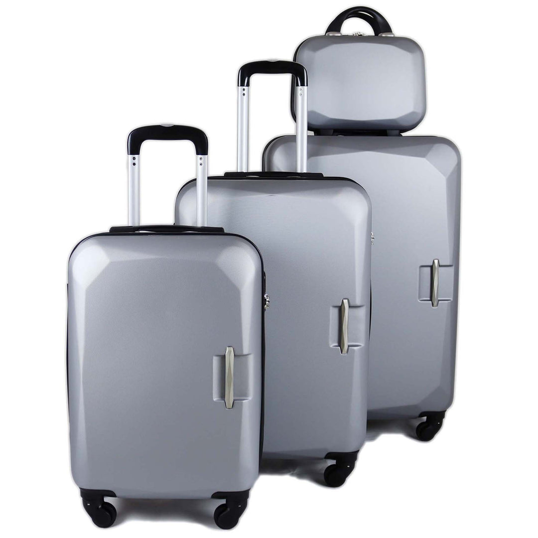 Sky Bird Flat 4-Piece ABS Luggage Trolley Set Silver