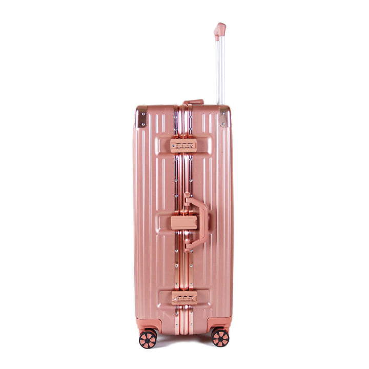 Luggage District Aluminum Frame Ultra-Light Large Checked-in Bag 28inch, Rose Gold