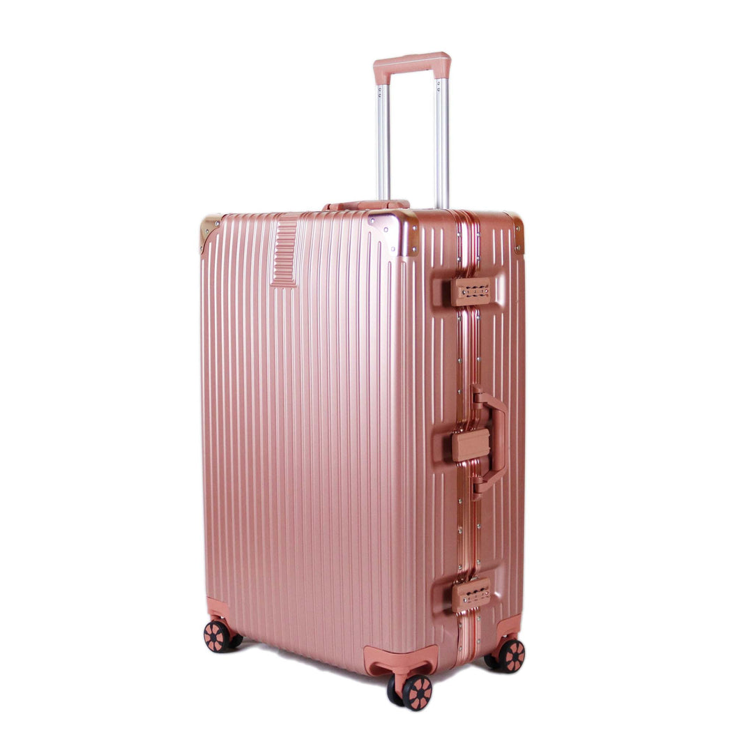 Luggage District Aluminum Frame Ultra-Light Medium Checked-in Bag 24inch, Rose Gold
