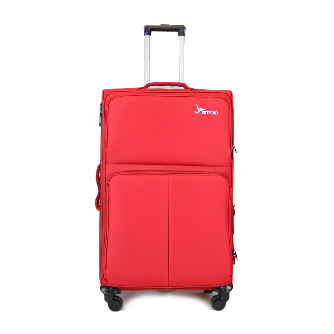 Sky Bird Fabric 3 Piece Luggage Trolley Bag Set, Red
