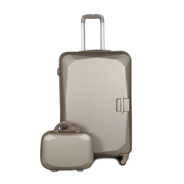 Sky Bird Flat ABS Luggage Trolley Bag 1 Piece Big Size 28" inch With Beauty Bag, Champagne