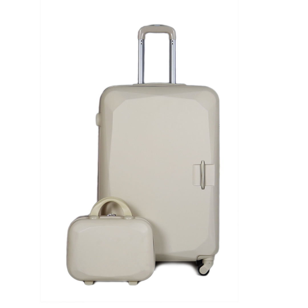 Sky Bird Flat ABS Luggage Trolley Bag 1 Piece Big Size 28" inch With Beauty Bag, Milky White