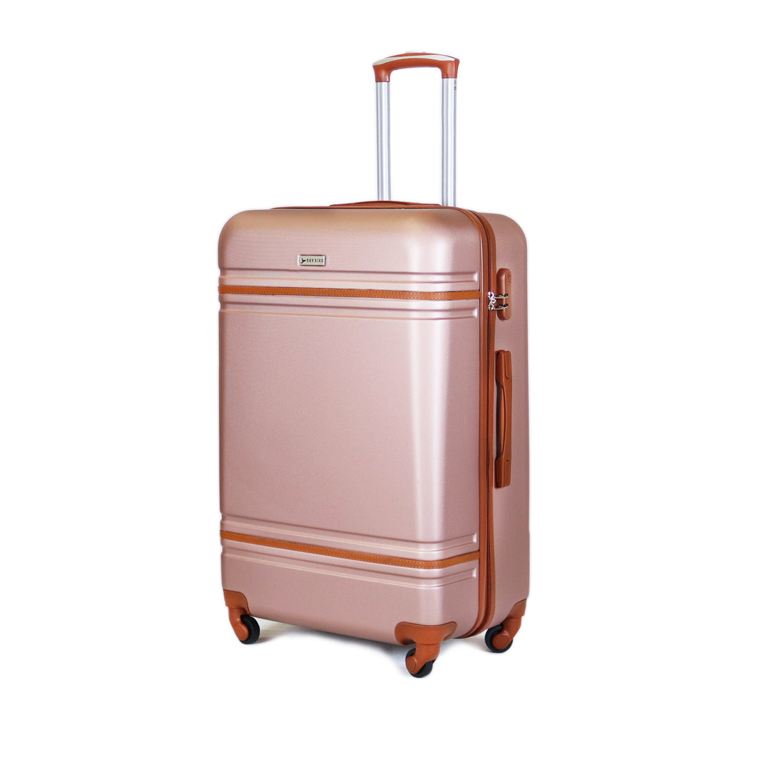 Sky Bird Lines ABS Luggage Trolley Set 4 Piece, Rose Gold