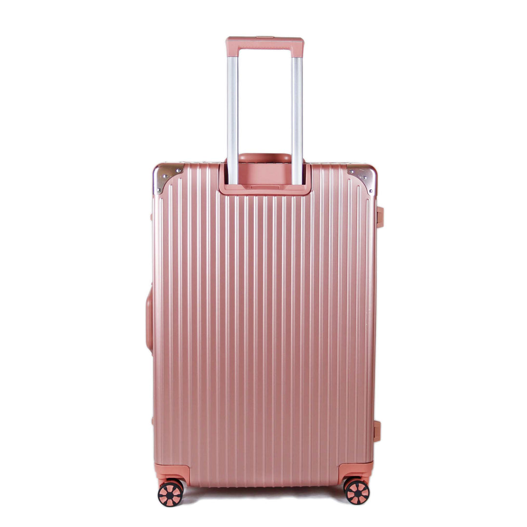 Luggage District Aluminum Frame Ultra-Light Large Checked-in Bag 28inch, Rose Gold