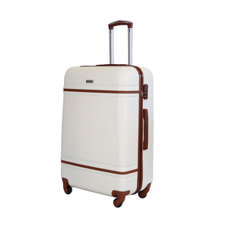 Sky Bird Lines ABS Luggage Trolley Set 4 Piece, Milky White