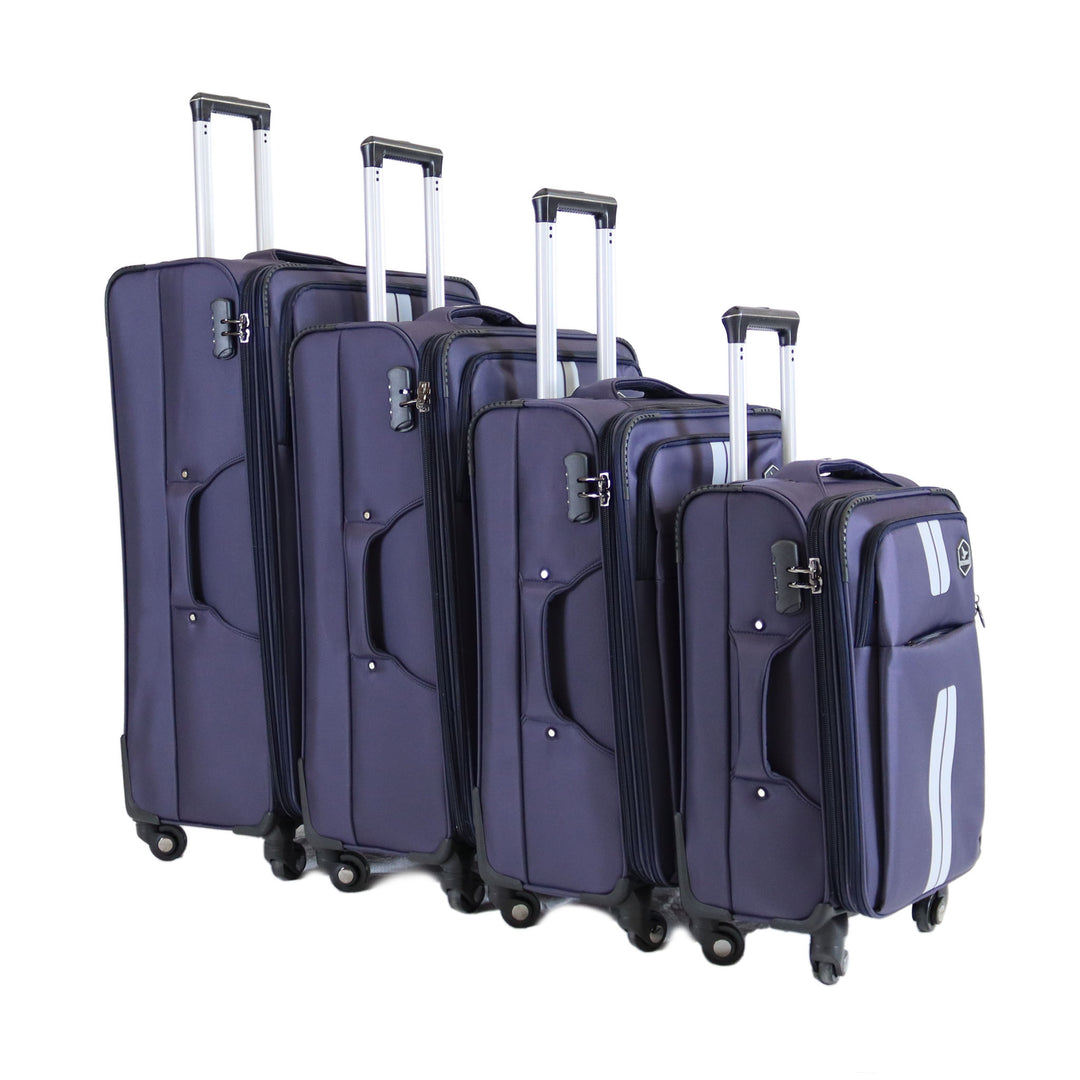 Sky Bird Soft-Shell Lightweight 4 Pieces Suitcase Trolley Set, Dark Blue