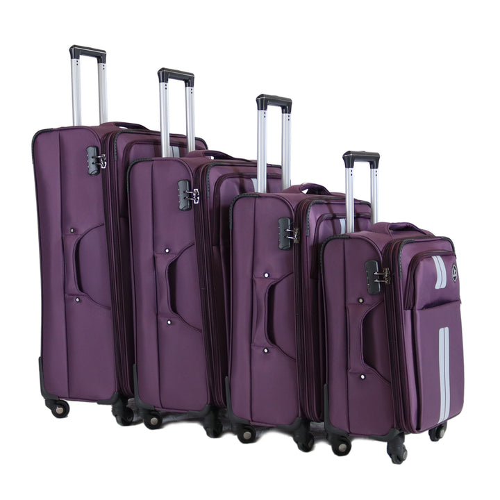 Sky Bird Soft-Shell Lightweight 4 Pieces Suitcase Trolley Set, Purple