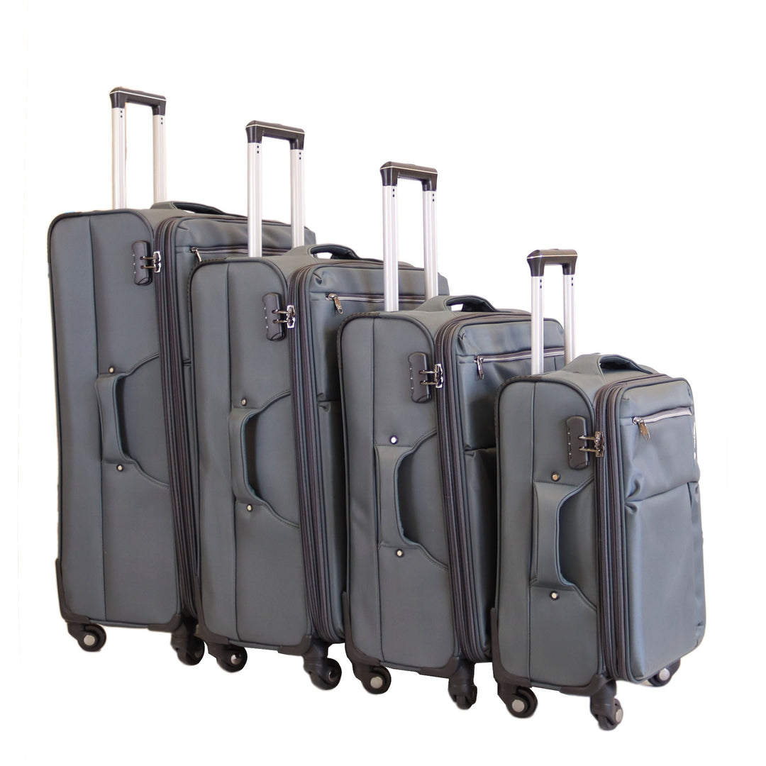 Sky Bird Premium Soft Shell 4 Pieces Suitcase Trolley Set, Grey
