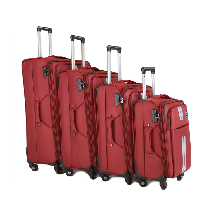 Sky Bird Soft-Shell Lightweight 4 Pieces Suitcase Trolley Set, Bordeaux