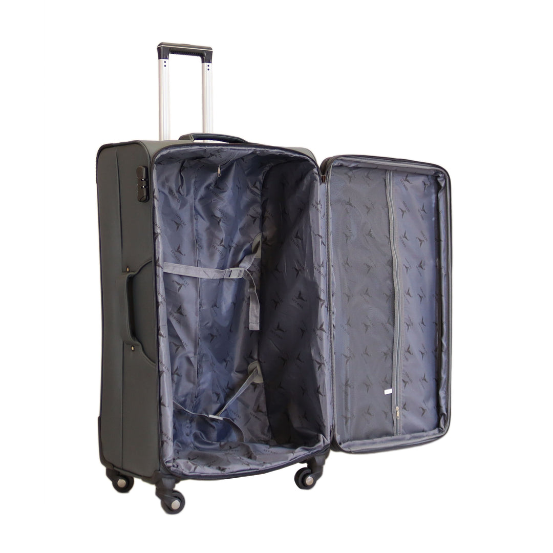 Sky Bird Premium Soft Shell 4 Pieces Suitcase Trolley Set, Grey