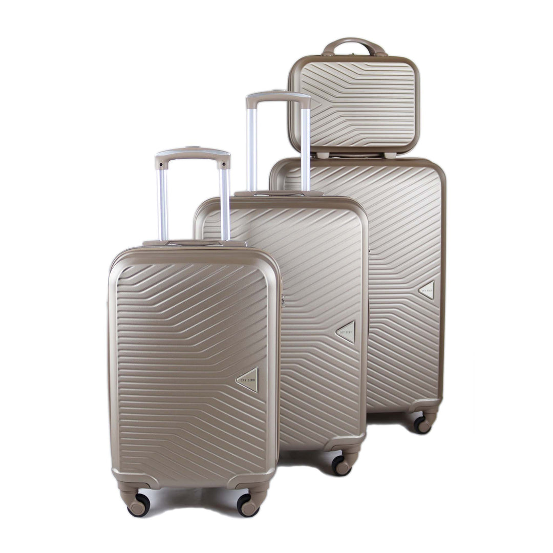 Sky Bird Elegant ABS Luggage Trolley Set 4 Piece, Champagne